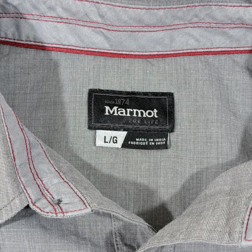 Marmot Mens Gray Short Sleeve Button Down Shirt H43090 Size Large Pocket Hiking - Picture 3 of 11